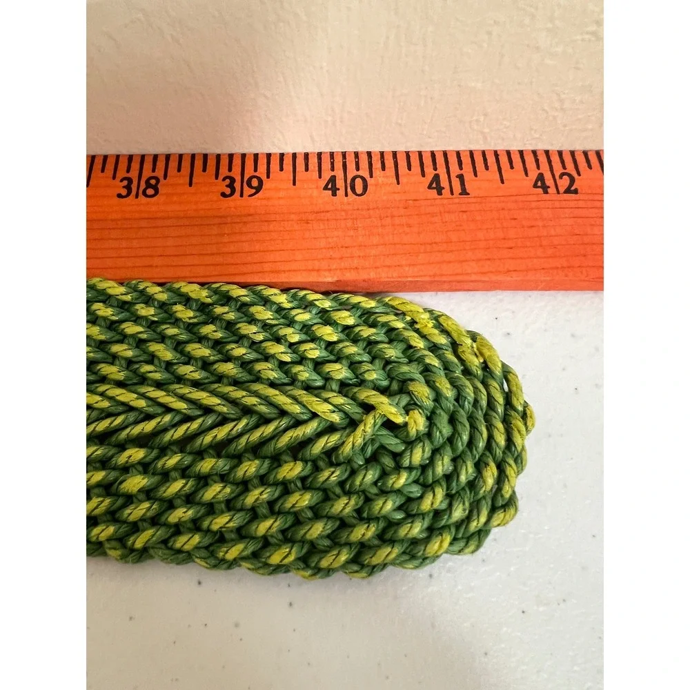 COLDWATER CREEK Macrame Woven Belt Women S/M Green Braided Cotton Round Buckle
